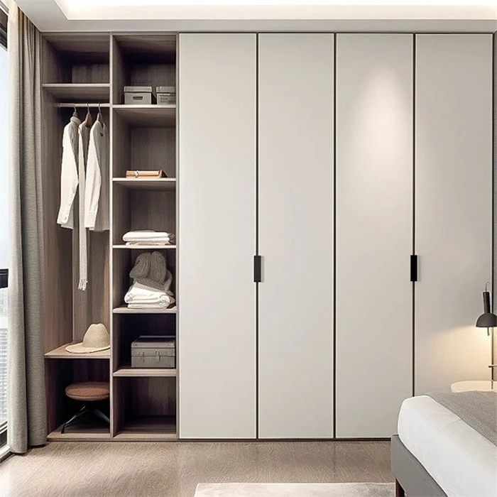 Wooden Open Closet With Drawers