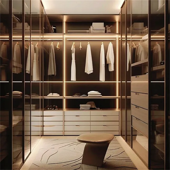 Open Wooden Closet With Shelves